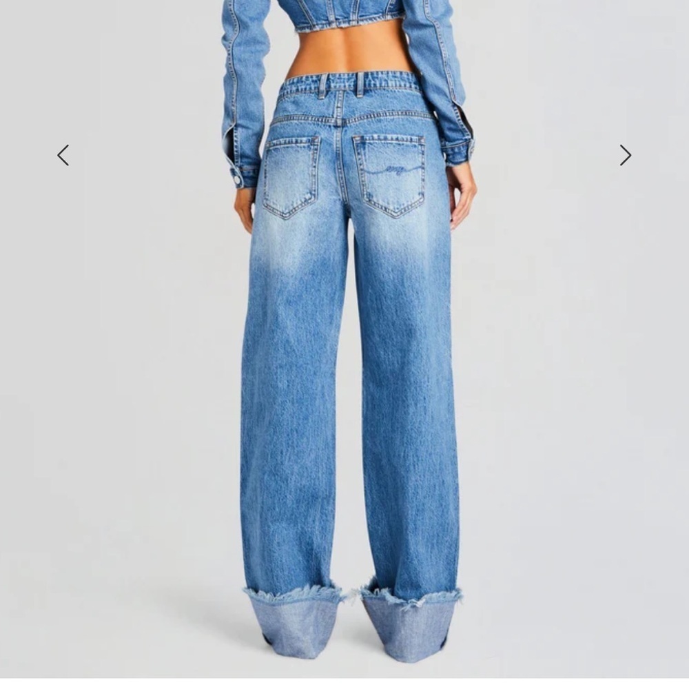 SER.O.YA Margot cuffed boyfriend jeans Light Blue wide leg $328 sz 26 - Picture 4 of 12
